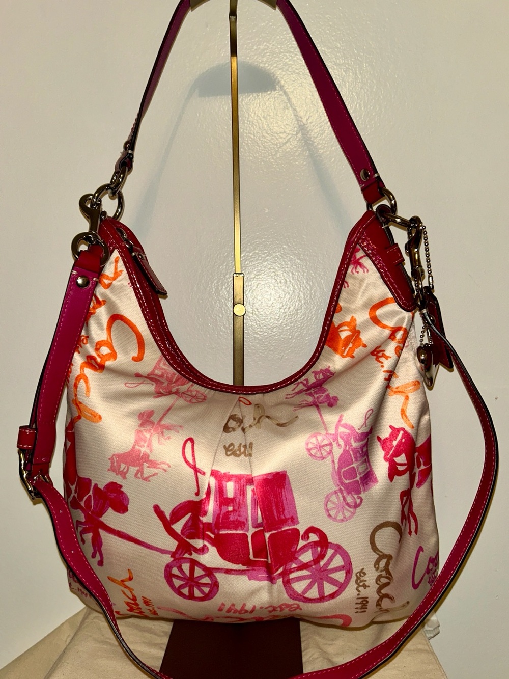 Coach Horse & Carriage Pleated Sateen Hobo Bag. Has Original Price Tag